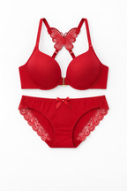 Front Open Butterfly Back Push Up Bra & Panty Set