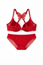 Front Open Butterfly Back Push Up Bra & Panty Set