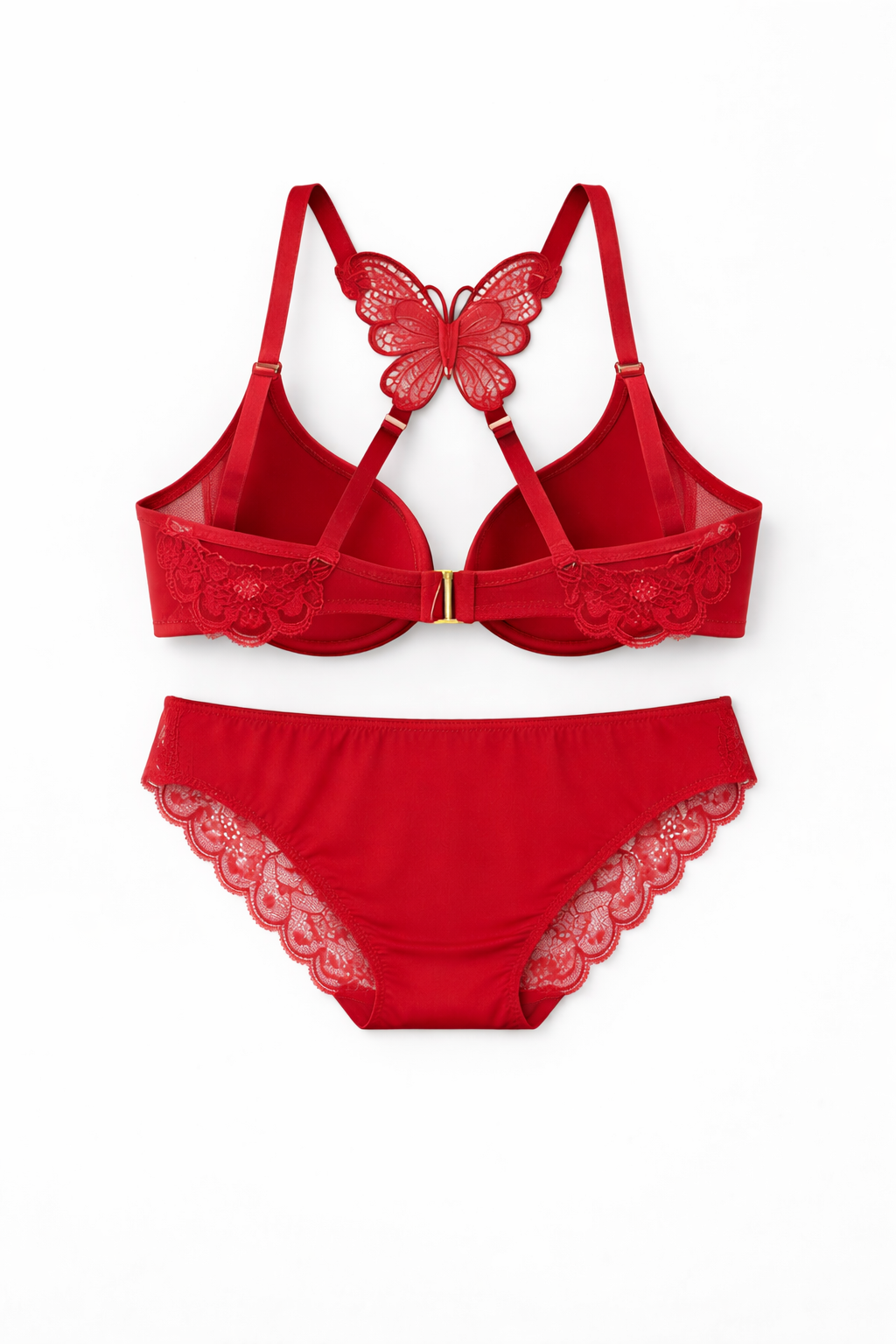 Front Open Butterfly Back Push Up Bra & Panty Set