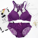 Front Open Butterfly Back Push Up Bra & Panty Set